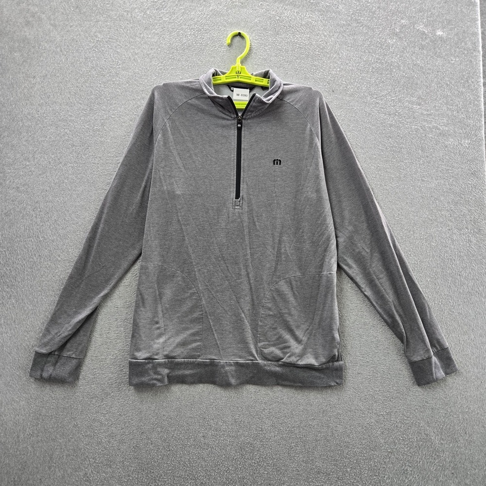 Travismathew Men Sweatshirt L Gray Embroidered Quarter Zip Activewear‎ Zipper